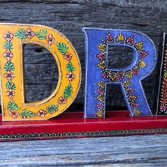 Boho bedroom decor DREAM word sign Bohemian hippy studio decoration shelf sitter - Picture 8 of 11